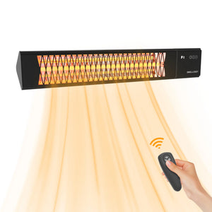 Dwellcozy wall-mounted Infrared patio heater with remote control.