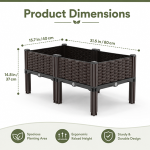 14.8“ Tall Brown Raised Garden Box Set