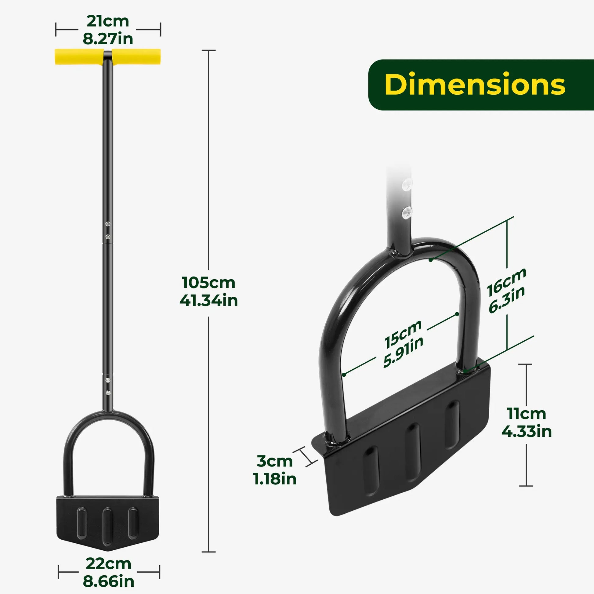 Dwellcozy edger lawn tool dimensions: 41.34" L × 8.66” W.