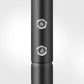 Close-up of a black metal rod with two hexagonal nuts on a white background