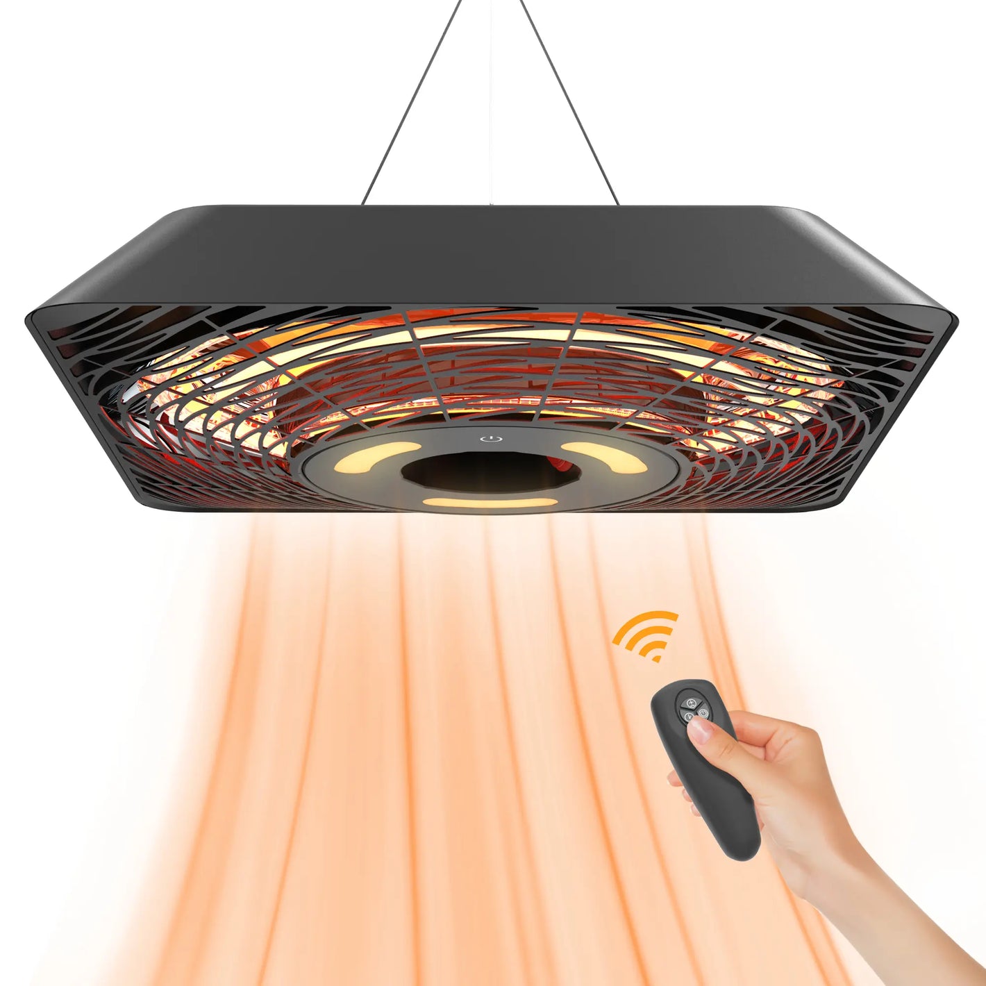 Dwellcozy Infrared ceiling heater with remote control.