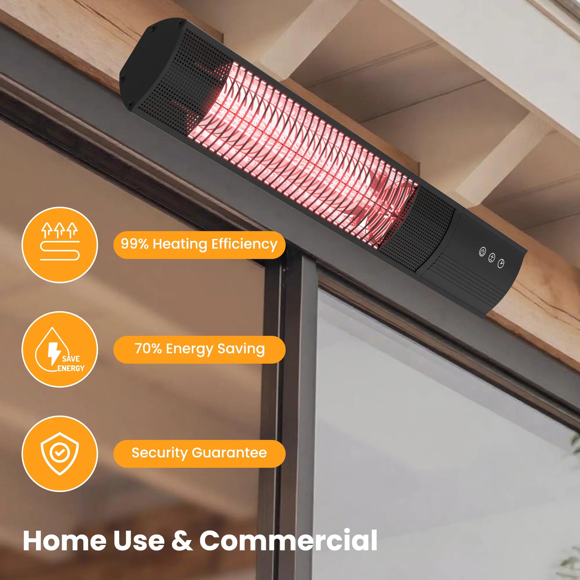 Dwellcozy infrared heater is mounted with 70% energy saving and 90% heating efficiency.
