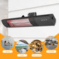 Dwellcozy infrared heater with application areas: home, patio, commercial, and garage.