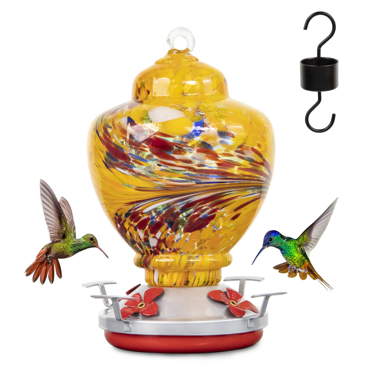 Dwellcozy hand-blown glass hummingbird feeders yellow