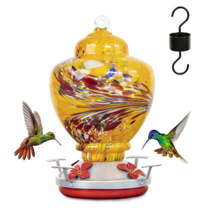 Dwellcozy hand-blown glass hummingbird feeders yellow