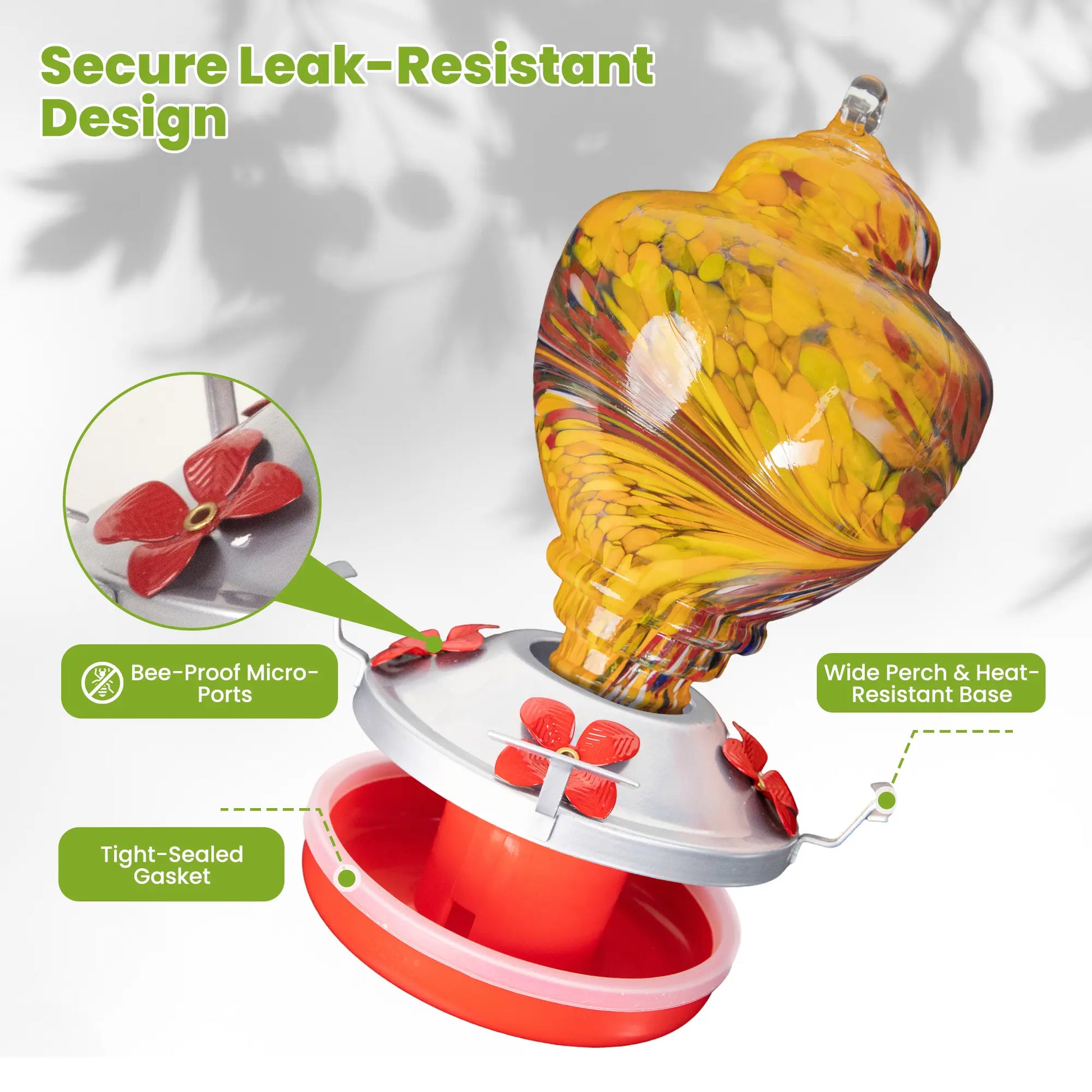 Dwellcozy yellow bird feeder secure leak-resistant design.
