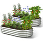 Dwellcozy 2 metal raised garden beds with plants and flowers.