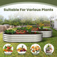 Dwellcozy 2 metal raised garden beds with plants in a backyard, suitable for various plants including vegetables, fruits, flowers, and succulents.