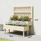 Raised Garden Bed 2-Tier Stepped Design Planter Box with Trellis for Climbing Plants