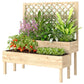 Raised Garden Bed 2-Tier Stepped Design Planter Box with Trellis for Climbing Plants