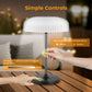Dwellcozy solar outdoor table lamp: Press and hold the base to adjust brightness 0%-100%.