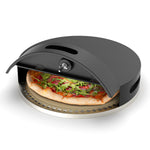 Dwellcozy portable pizza oven with a pizza inside.