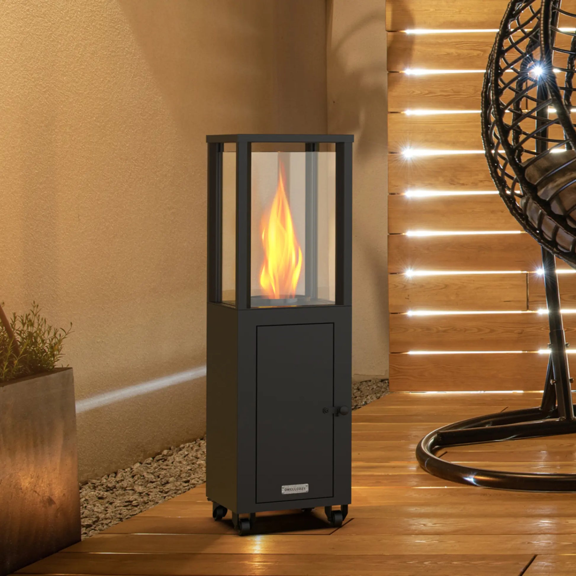 Dwellcozy outdoor wood pellet patio heater.