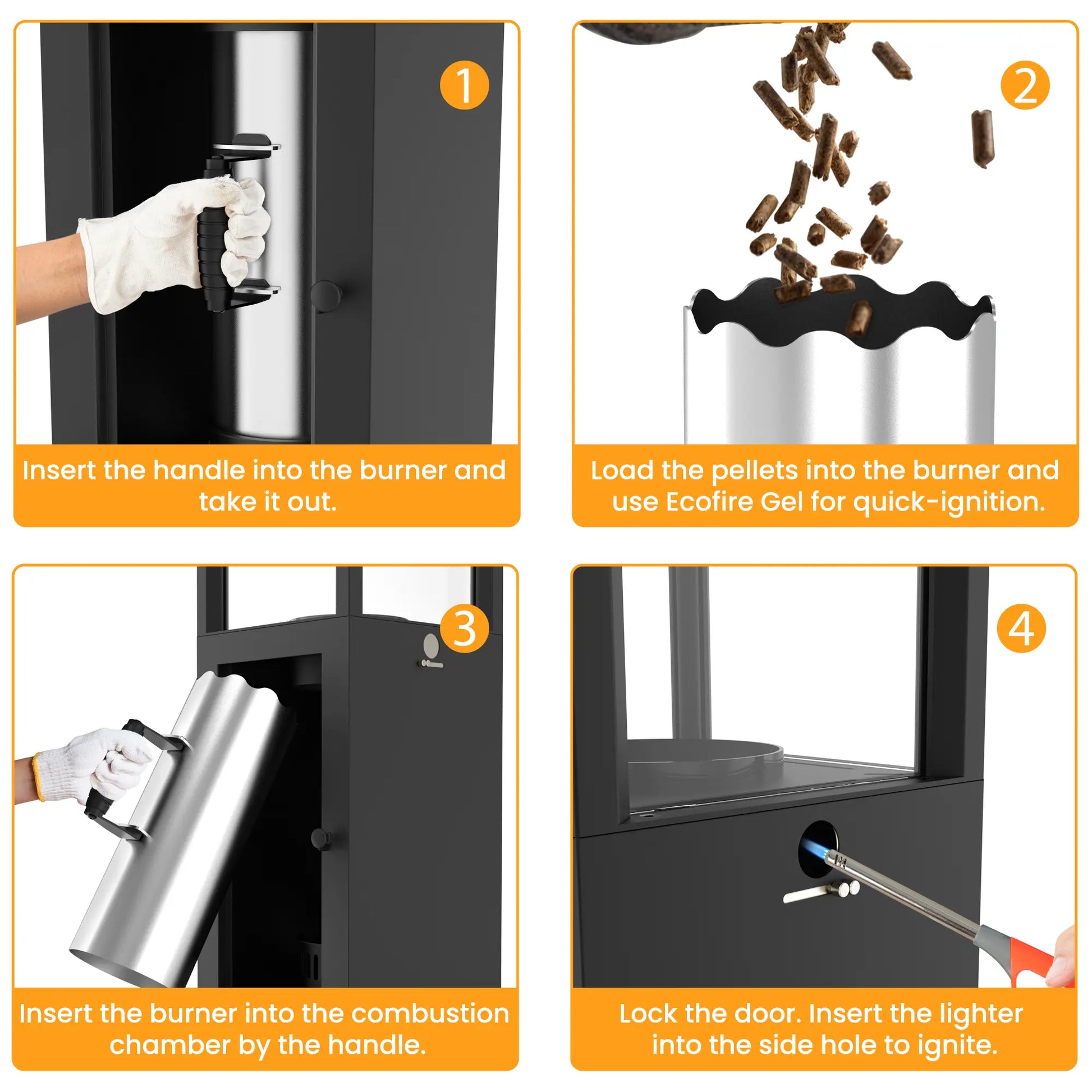 Dwellcozy wood pellet patio heater operational procedure.