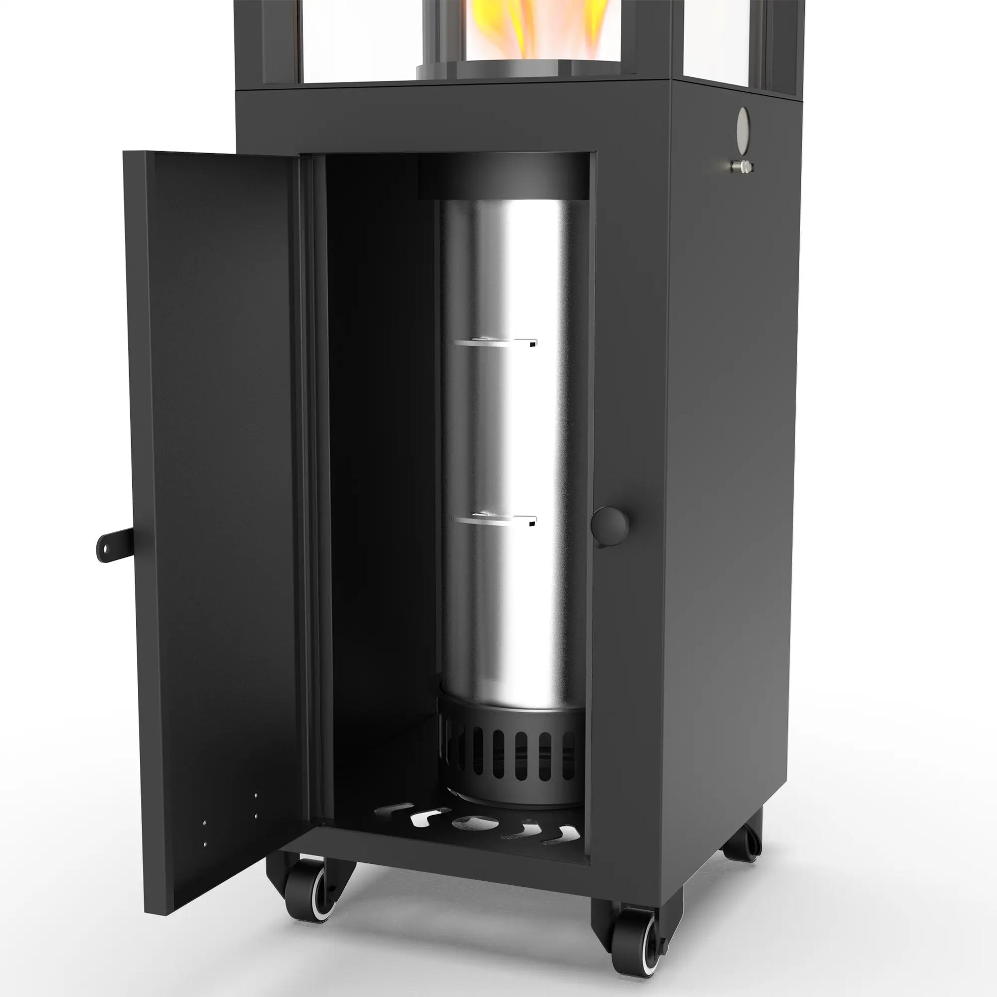 Dwellcozy wood pellet patio heater refueling is very convenient.